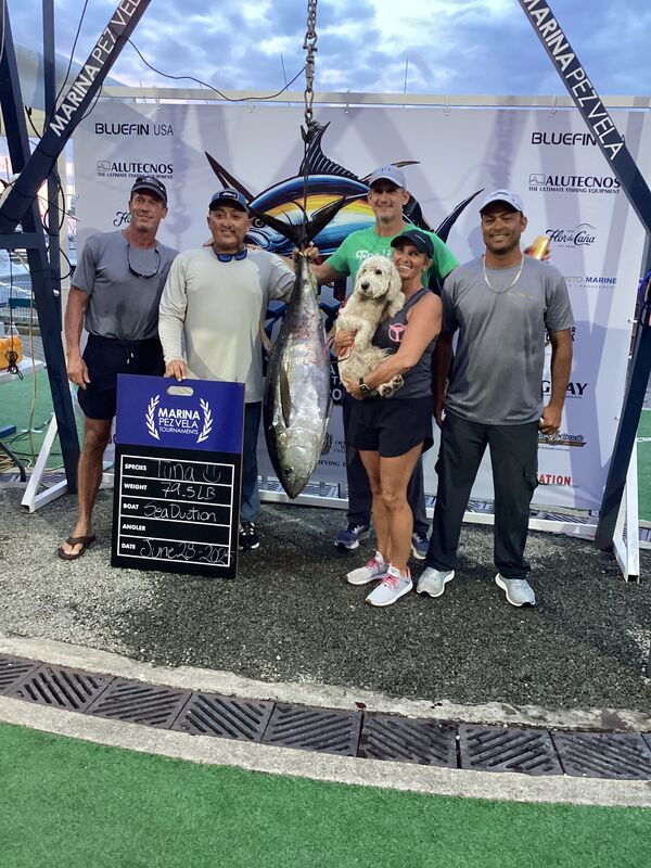 Image of a Dorado caught by Ronette Carter on team Sea Duction at the 2025 Tuna Thunder